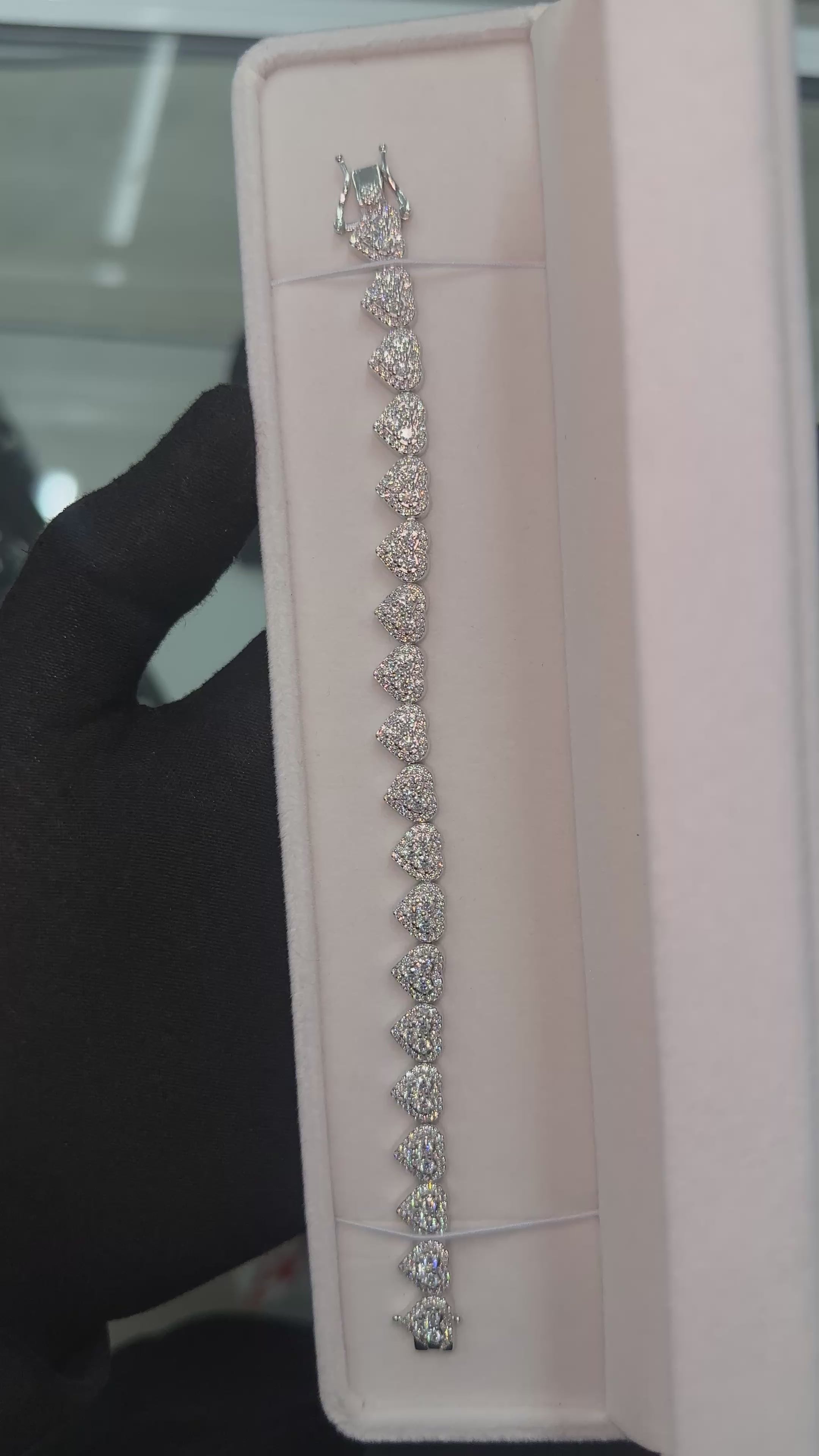 Pulso Eslabones Corazón Moissanita